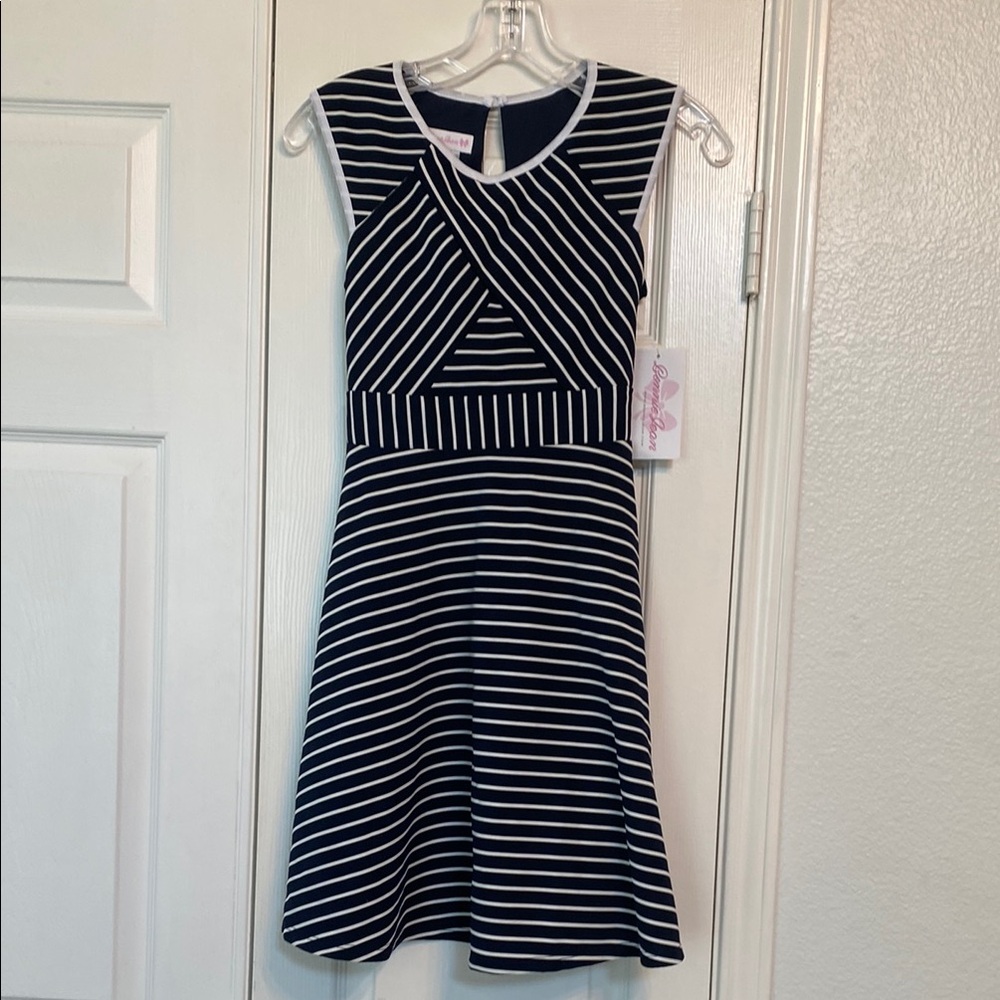Bonnie Jean Striped Navy and White Dress